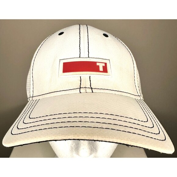 True Linkswear Golf Hat Cap L/XL 6 Panel White Embroidered Fitted A-Flex - Picture 1 of 6
